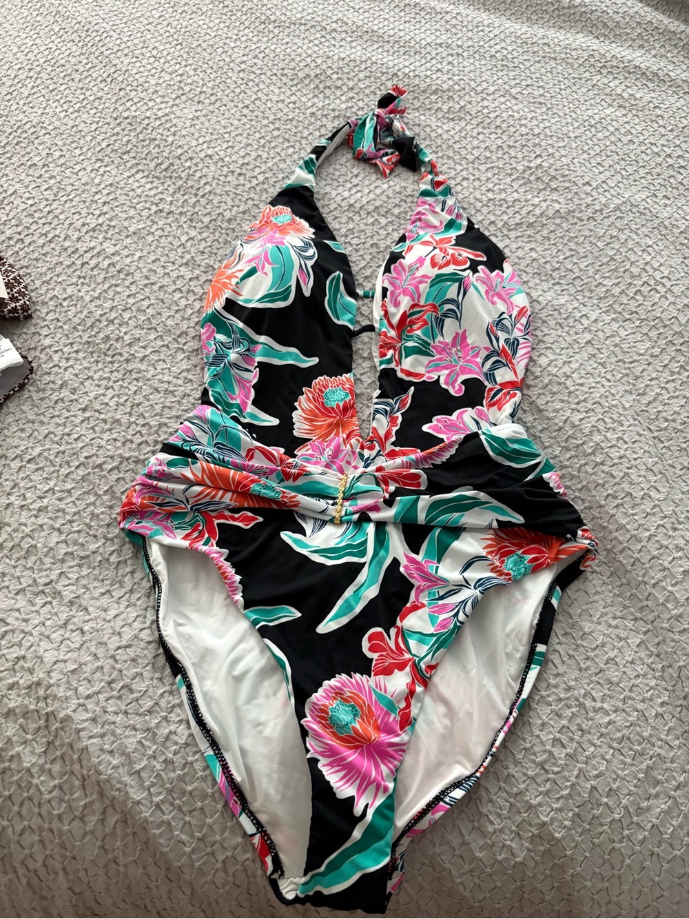 Trina Turk Multicolor Floral Swimwear with Black and White